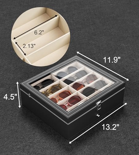20 Slots Sunglass Organizer for Women Men Sunglasses Storage Box for Multiple Pairs of Eyeglass Holder Display Case