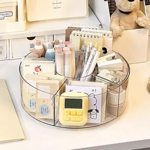 360° Rotating Makeup Organizer, 10" Clear Turntable Lazy Susan Organizer for Vanity, Bathroom Counter, Cabinet, Spinning Cosmetic Storage Holder with 6 Dividers for Skincare, Makeup Brushes, Lipsticks