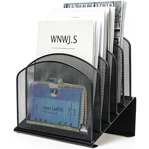 Inclined Desk File Organizer,Vertical File Folder... (Black)