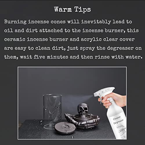 Skull Incense Burner Holder - Backflow Waterfall , LED Ceramic Unique Skeleton Incense Burner with 15 Incense Cones for Halloween/Aromatherapy/Yoga/Home/Room/Office Deco