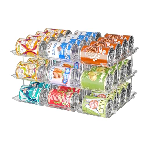 Can Organizer for Pantry, 3 Tier Rolling Can Stora... (Acrylic)
