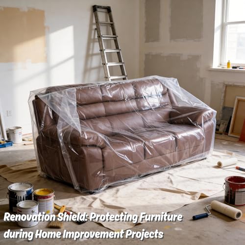 Wowfit 4mil Couch Cover for Moving, Clear Sofa Storage Bag, 92Wx42Dx62/41H | With Tape Strips & Labels, Heavy Duty, Tear-Resistant, Waterproof, Reusable, Oversized/3-Seat Sofa, Long-Term Garage Storage