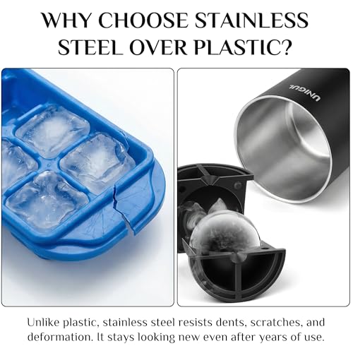 Clear Ice Ball Maker, 2.5" Stainless Large Round Ice Mold, Whiskey Ice Cube | 2 Clear Ice Cube Makers with Ice Box & Tong, Large Ice Cube Mold for Whiskey, Ice Ball Mold, Easy Release, Gifts for Men