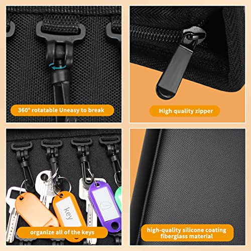 Sdstone Portable Zippered Key Organizer,Fireproof and Waterproof Key Binder with 24 Key Tags Key Case,Portable Manager, Landlord Zipper Key Storage for Real Estate Sales, Hotels