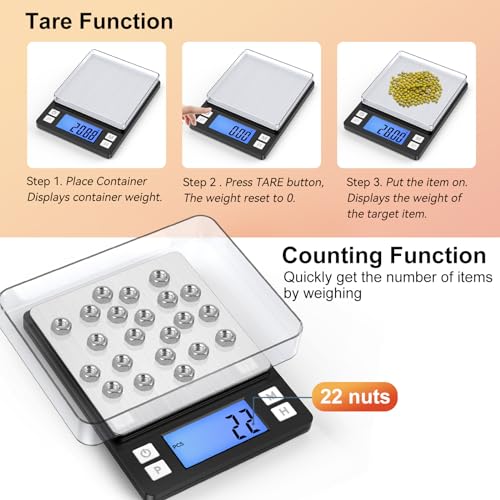 BOMATA 0.01g Small Digital Gram Scale, Upgraded 1kg Jewelry Scale | USB Rechargeable, Larger Display, Hold Function, High Precision, Grams and Ounces for Herb, Coin, Powder,Yeast, Kitchen Black