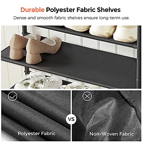 VASAGLE Shoe Rack, 4-Tier Shoe Storage Organizer for Entryway and Closet, Holds 9-12 Pairs of Shoes, 3 Fabric Shelves, Steel Frame, Industrial, Rustic Brown and Black ULBS035B01