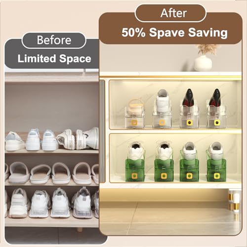 10Pack Shoe Slot Organizers Clear Shoe Stacker Organizer for Closet Shoe Holder Space Saver Rack Storage for Closet (Clear, 10Pack)