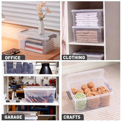 Citylife 17 QT Clear Storage Bins with Lids 1 Pack Plastic Storage Bins Latching Stackable Containers for Organizing Large Storage Box for Garage Workshop, Toys Coloring Books, Closets Bedrooms