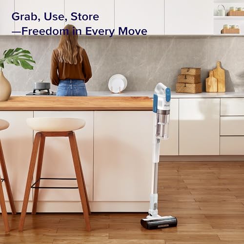 LEVOIT Cordless Vacuum, Strong Suction, Lightweight | Up to 50 Minutes, LED Headlights, Anti-Tangle Brush, Versatile for Carpets & Hard Floors, LVAC-200 White & Blue