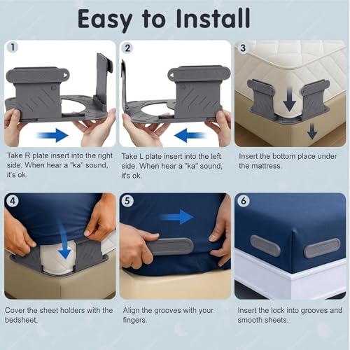Bed Sheet Holder Straps for Corners, Fitted Sheet Holder Clips, Sheet Holders for Corners, Bed Sheet Clips, Mattress Sheet Corner Holders, Adjustable Fitted Sheet Clips for All Bed Sizes