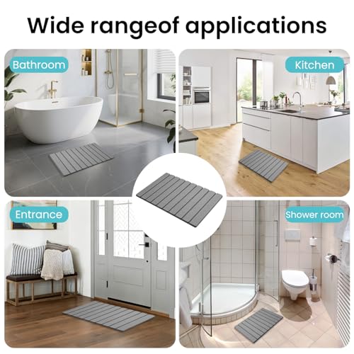 Quick Dry Bath Mat,Foldable Stone Bathroom Mat Quick Dry | Dark Gray, Large Size Quick-Drying Type Diatomaceous Bathtub Mat, Size 23.6"(L)×15.4"(W)
