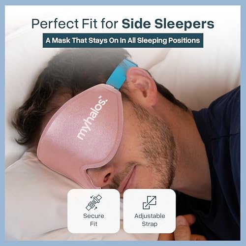 MyHalos® Sleep Mask for Men and Women, 3D Blackout Eye Masks for Sleep | Sleeping Mask, Blindfold, Zero Pressure, Breathable, Side Sleepers & Eyelash Friendly, Night & Travel Eye Mask (Peach)