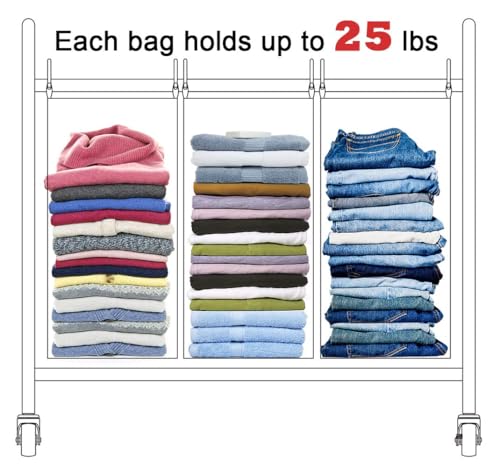 STORAGE MANIAC 2 Pack Laundry Sorter Replacement Bags, Gray | No Hangers Included, Oxford Fabric, Fits 2/3/4 Bag Laundry Sorters, Removable Design, 14.2" x 8.7" x 21.3", Holds 25 lbs Each