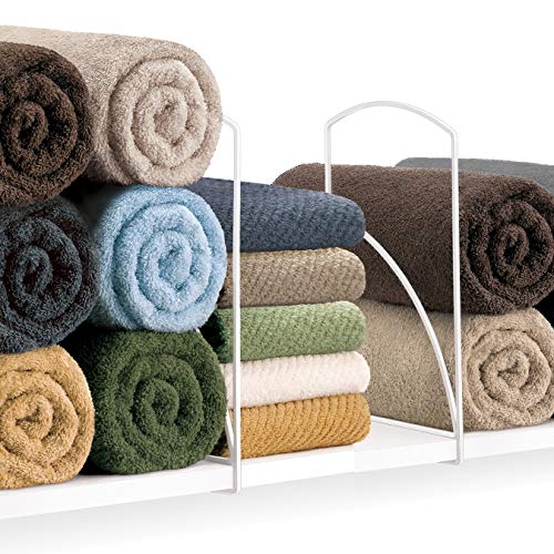 LYNK Professional® Home™ Tall White Shelf Dividers - Linen Closet Organizers and Storage - Linen Storage - Closet Organization - Towel Organizer for Closet (Set of 2)