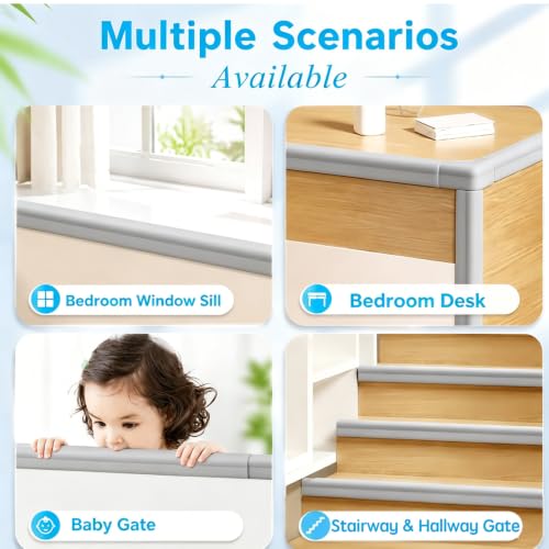 ZOMPAGO Foam Baby Edge Protector Strip Furniture Safety 1.8inx6.56FT(Grey) | Foam material, edge & corner protective,fit table wall bed frame,anti-collision,infant baby proofing,soft shock absorption
