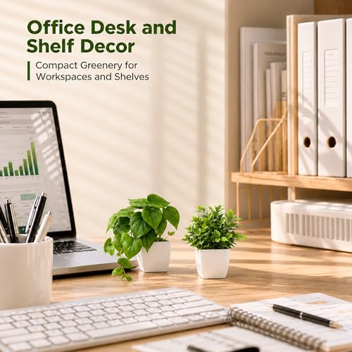 Der Rose 6Pcs Small Fake Plants Set for Bathroom Shelf Office Desk Decor | Artificial plants indoor, trailing and upright greenery build layered texture for modern bedroom decoration