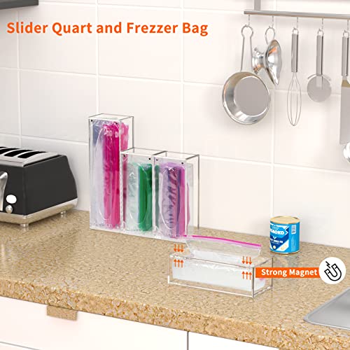 FEMELI Food Bag Storage Organizer Acrylic Kitchen Drawer Baggie Box Clear