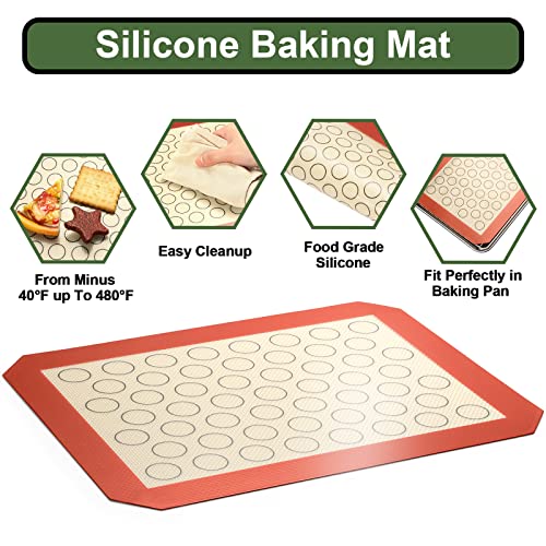Baking Sheet Tray Cooling Rack with Silicone Bakin... (Red | Stainless Steel)