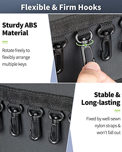 Uniclife 24-Hook Portable Key Organizer, Zippered Key Case for Offices | Waterproof and Fireproof Key Binder with 24 Key Tags Black Key Storage Book for Real Estate Agencies and Rental Management