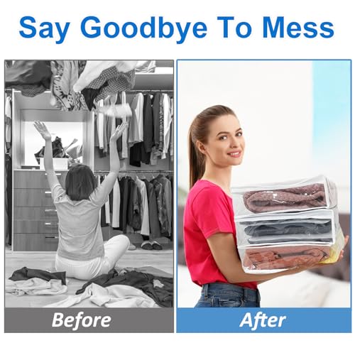 6Pcs Comforter Bag Blanket Storage Bag, Plastic Zipper Bags for Clothes | 16*12*4inch
