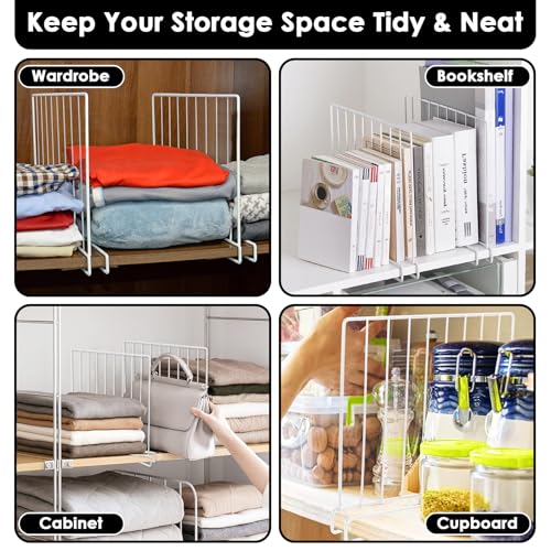 Shelf Dividers, 8 Pack Closet Organizers and Storage, Metal Closet Dividers Shelf Organizer for Wood Shelves, Linen Closet Organization Separators for Purse Handbag Sweater Clothes Wardrobe Cabinet