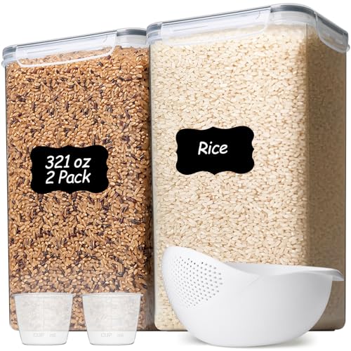 Airtight Rice Storage Container with Lid 10Qt 2Pac... (clear)
