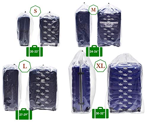 Dust Cover Big Plastic Drawstring Bags Multi-Purpose for Storage and Keeping Luggage, Big Dolls, Blankets, Pillows, Suitcase Good for Household Organizing Reusable Set of 4 bags Size S, M, L, XL