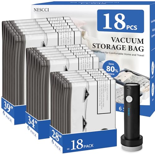 Travel Vacuum Bags for Clothing with Rechargeable... (18 Count)