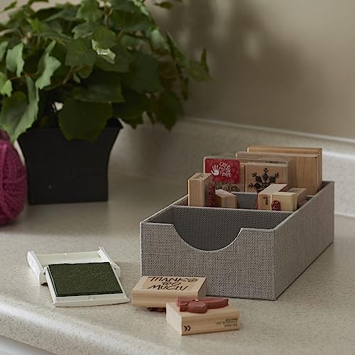 Household Essentials Grey 727-1 Deep 3 Section Drawer Organizer Box for Storage | 12 in x 6.13 in x 3.13