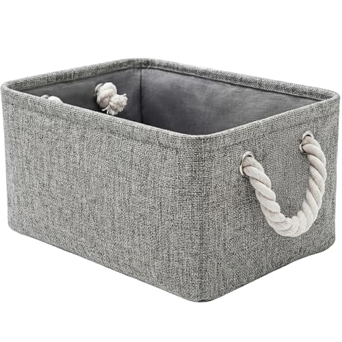 Storage Bins for Shelves - 11.8x7.9x5.2 inch Grey Small Storage Baskets for Organizing, Fabric Storage Cubes Closet Organizer for Home Nursery Gift Decorative (Gray)