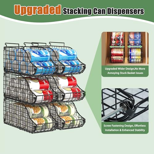 6-Pack Can Storage Organizer Pantry, Stackable Kit... (Black | Iron)