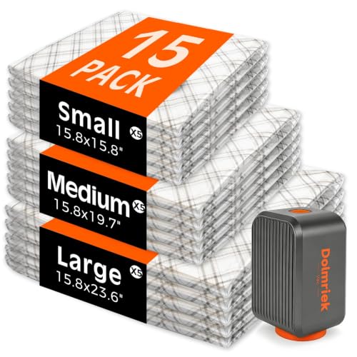 15-Pack Vacuum Seal Bags for Clothing Travel with... (15 Count | Dark Grey)