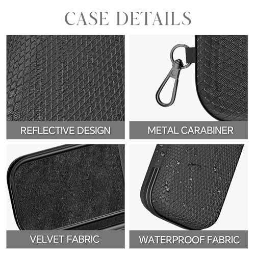 Double Oversized Eyeglasses Case Dual Sunglasses Case Hard Shell Glasses Case with Clip Metal Carabiner Travel