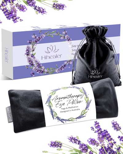 Lavender Eye Pillow for Relaxation, Yoga, Sleep – Weighted Eye Mask for Headache, Sinus, Aromatherapy Moist Heat Compress, Meditation Accessory, Relaxation Gift for Women (Black(only One))
