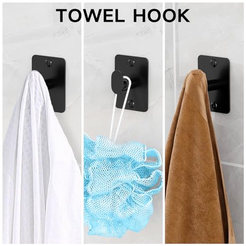 10-Piece Bathroom Accessories Set, 24 inch Towel Bar | Black Bathroom Hardware Set, Towel Racks for Bathroom, Robe Towel Hooks, Toilet Paper Holder Wall Mounted