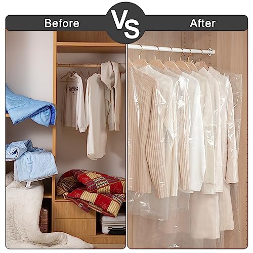 AVLA 50 Pack 71 Inch Clear Garment Bag, Extra Long Plastic Dry Cleaning Bag, Dry Cleaner Hanging Clothes Cover, Dust-proof Transparent Dress Protector Bag for Coat Suit Closet Storage Home Laundry
