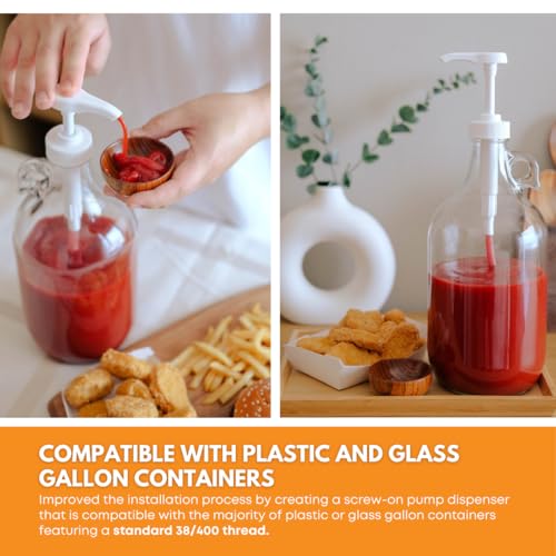 Glass Laundry Detergent Dispenser with Pump | Half Gallon Jug | 64 oz | Food-grade Laundry Detergent Pump Dispenser with airtight lid | non-slip base | Refillable for soap, syrup or softener