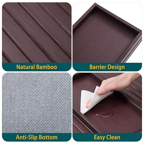 Bamboo Couch Arm Tray Table,Foldable Sofa Armrest Tray Table for Couch,Flexible and Anti-Slip Couch Arm Cup Holder,Portable Sofa Arm Chair Table for Drink,Cups, Eats,Snacks, Phone, Remote