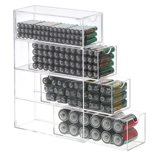 Clear Acrylic Battery Storage Organizer for AA, AA... (Clear | Acrylic)
