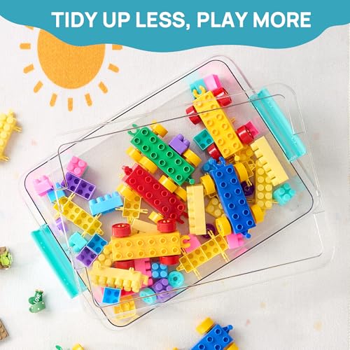 Vtopmart 4 Pack 6 Qt Plastic Storage Bins with Lids, Clear Sensory Bins | Stackable Containers for Organizing School & Office Supplies, Arts & Crafts Organizers and Storage for Home, Craft Room