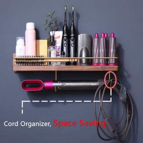 Wall Mounted Holder for Dyson Airwrap Styler Hair... (Brown | Metal, Wood)