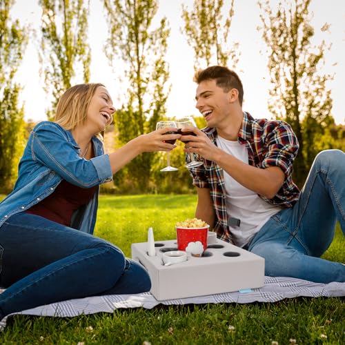 Couch Cup Holder Pillow, PU Grey | Sofa Cup Holder for Bed, RV, TV, Car, Man Cave, Backseat, Remote, Drinks, Snacks Tray Organizer, Caddy Cupholder