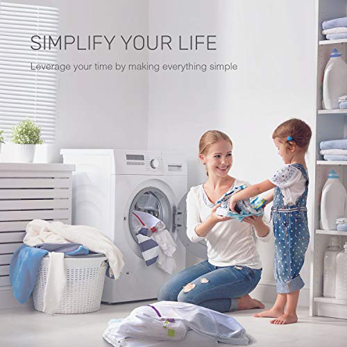 Mesh Laundry Bags for Delicates – 3 Medium Durable Net with Anti Rust Zipper, Hanging Loop-Garment Safe Wash Bags and Organizer for Washing Machine, Lingerie, Socks, Bra, Underwear, Baby Items, Travel