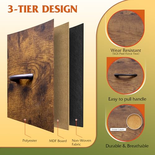 WLIVE Tall Dresser for Bedroom, Rustic Brown Wood Grain Print | 10 Drawers, Fabric Dresser for Closet, Storage Tower with Cabinet, Metal Frame