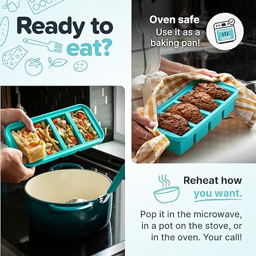 Souper Cubes Silicone Freezer Molds Gift Set, Aqua | 2 Tbsp, 1/2 Cup, 1 Cup and 2 Cup Silicone Molds for Food Set, Perfect for Freezing Soup, Grains, Proteins, Herbs and More