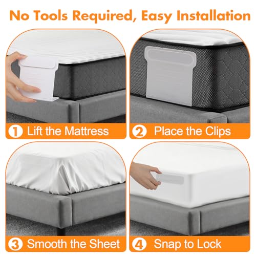 8 Pack Bed Sheet Holders for Corners, Bed Sheet Clips to Keep Sheets Tight, Sheet Fasteners for Fitted Sheets, Mattress Corner Clips