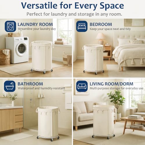 150L Large Capacity Rolling Laundry Basket Hamper with Wheels, Clothes hamper and Removable Bag for Home, Laundry Room, Bedroom, Bathroom, Apartment, Dorm