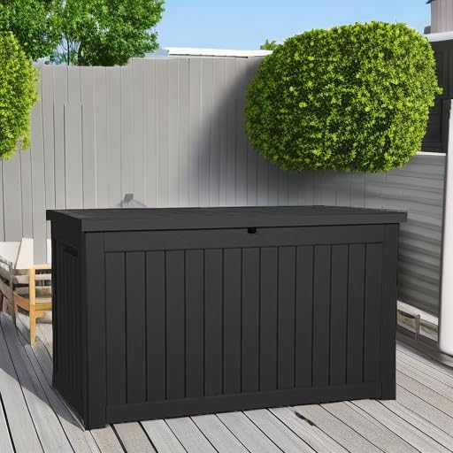 YITAHOME XXL 230 Gallon Large Outdoor Storage Deck Box for Patio Furniture | Outdoor Cushions, Garden Tools and Sports/ Pools Equipment, Weather Resistant Resin, Lockable (Black)