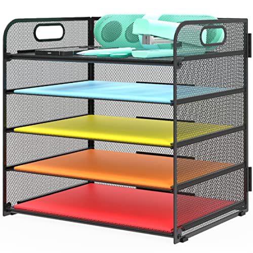 Letter Tray Paper Organizer 5-Tier Desk Organizer... (Black | Metal)