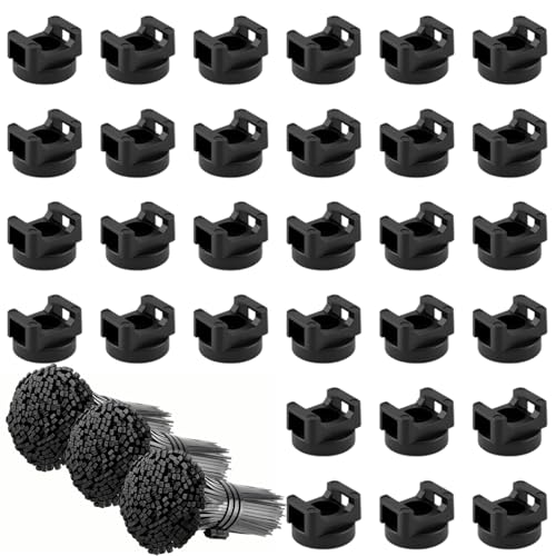 30 Pcs Magnetic Zip Tie Mounts with 300 Cable Ties... (Black | Nylon, Rubber)